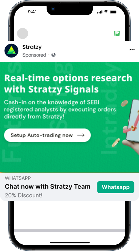 Smartphone screen displaying a Click-to-WhatsApp ad with a prominent call-to-action and WhatsApp chat bubble