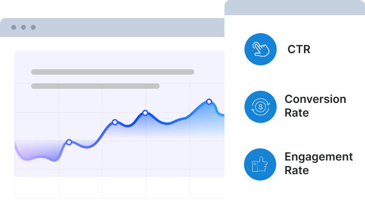 Infographic showing key analytics metrics for ad campaigns such as CTR, conversion rate, engagement rate.