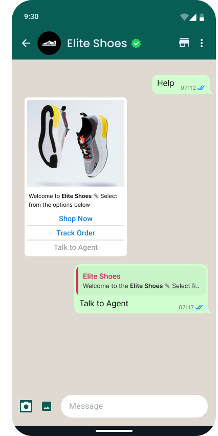 Example of a WhatsApp conversation that includes a clear call-to-action (CTA) and engaging content.
