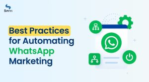 Best practices for WhatsApp automation and marketing using WhatsApp Business – feature image showing automation icons, WhatsApp logo, and branding by Serri